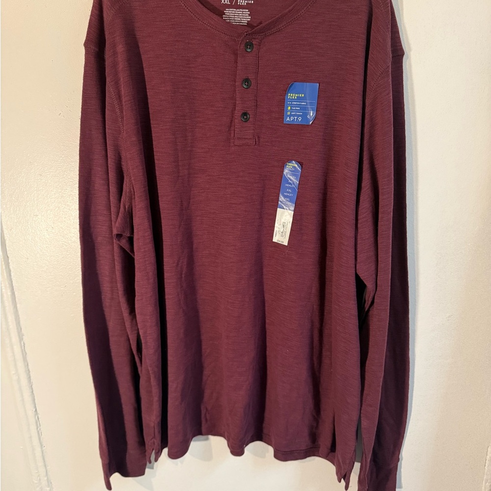 Apt. 9 Burgundy Long Sleeve Dress shirt- Size XXL